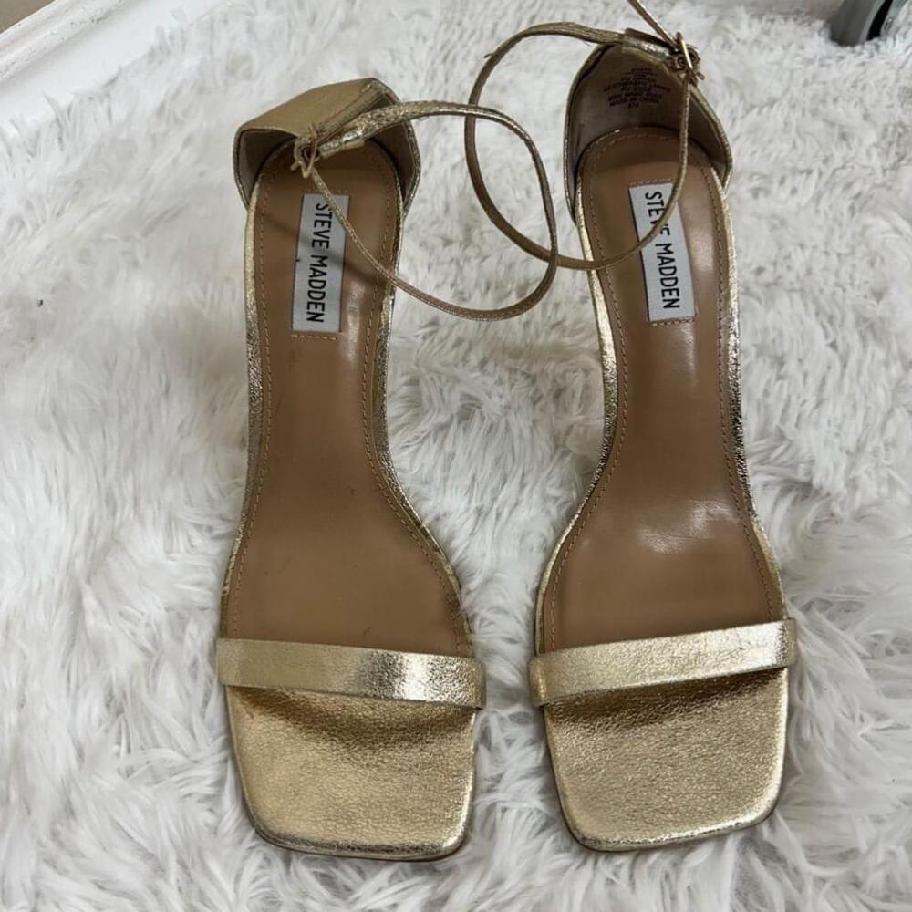 Steve Madden Gold Metallic Ankle-Strap Heels size 10